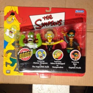 Playmates The Simpsons Bongo Comics Homer Apu Edna 3 Pack Halloween Toy Figures