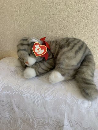 Ty Al E Kat Cat Gray Plush Classic Kitty Curled 18 
