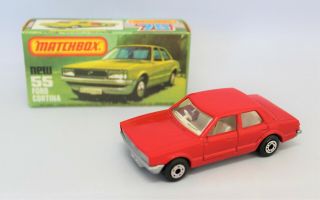 " Matchbox Superfast No55 Ford Cortina " Red With Rarer Silver Painted Base " Mib