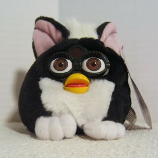 Furby Buddies 1999 " No Hungry " Black & White With Tag And Brown Eyes