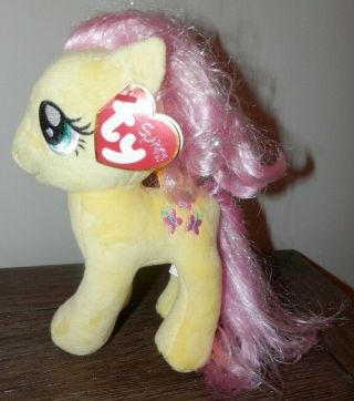 Ty Beanie Baby - Yellow Sparkle Fluttershy Pink Hair 7 Inch My Little Pony 2015