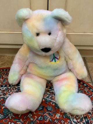 Ty Beanie Buddie Tie Dye 23 " Peace Groovy Plush Stuffed Animal Teddy Bear Xl