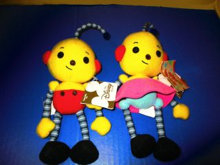 Disney Store Rolie Polie Olie & Zowie Bean Bag Plush Stuffed Robot Dolls 8 "