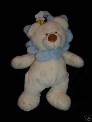 Ty Pluffies Bear Blue Petals Bee Baby Blooms 2004 Lovey Soft Cream 11 "