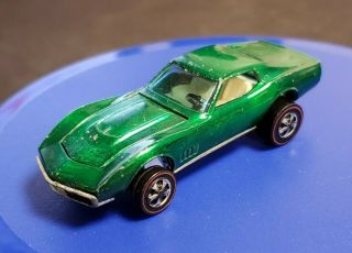 Green Custom Corvette W/ White Interior Hk - Hot Wheels Redline 1968 Vintage