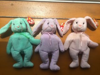 Ty Beanie Babies Bunnies Set Of 3 (floppity,  Hippity,  And Hoppity)