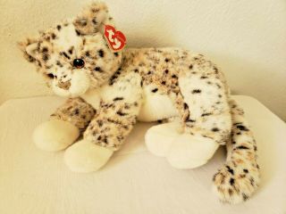 Ty Classic Thomas Snow Leopard 2001tag Plush Stuffed Animal White Brown Spots