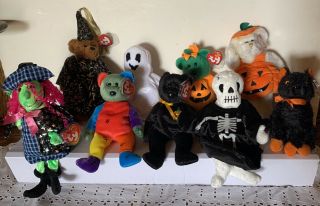 Ty 9 Retired Halloween Beanie Baby Babies With Tags