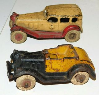 Vintage Hubley,  Arcade,  A.  C.  Williams? Cast Iron Sedan And Roadster Cars