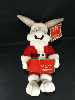 Bugs Bunny Musical Singing All I Want For Christmas Plush Stuffed Looney Tunes