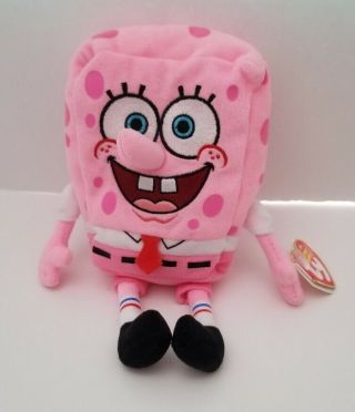 Ty Beanie Babies Spongebob Pinkpants Squarepants W Tag Breast Cancer Awareness