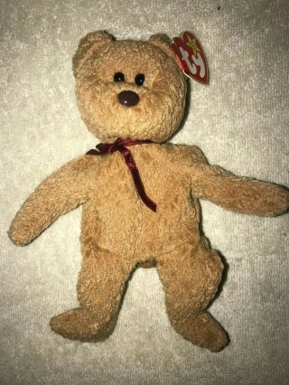 Ty Beanie Babies Curly The Bear Plush - 4052 Born 4 - 12 - 1996