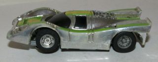 Tyco Porsche 917 Slot Car,  Chrome/lime Green 4 Curvehugger 6923,  Runs