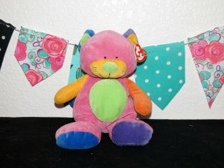 Nwt Ty Pluffies Love To Baby Pink Kitty Cat Multi Color Plush Stuffed Toy 10 "