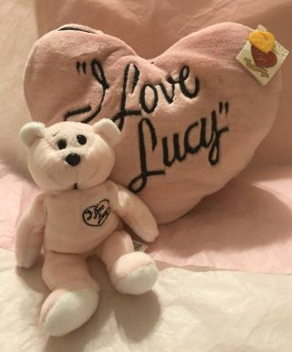I Love Lucy Collectable Heart Pillow & Teddy Bear Bean Bag Plush Let Ed Nwt