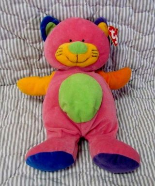 Ty Pluffies Pink Kitty Cat Love To Baby Multi Color Green Orange Blue Purple
