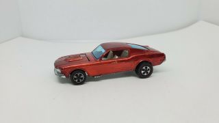 Vintage Redline Hot Wheels Red Custom Mustang With Light Interior Hk