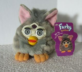 Furby Buddies 1999 " Like Joke " With Tag Grey Eyes