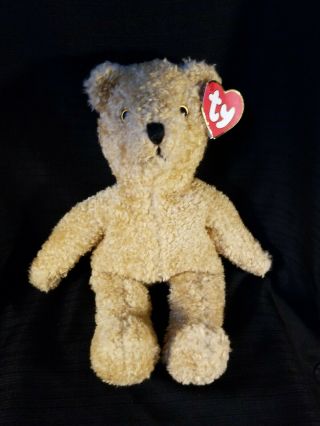 Ty Vintage Curly Teddy Bear Plush Tan Stuffed Animal 16 " Large 1990