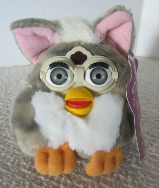 Furby Buddies 1999 " More Please " With Tag Gray Eyes