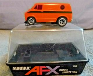 Aurora Afx Orange Dodge Street Van Slot Car Vintage 1748 With Cube