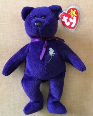 Ty Beanie Baby - Princess (diana) Bear (pvc Pellets - Made In China - 1997)