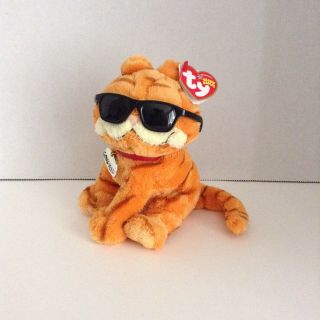 2004 Ty Beanie Baby Garfield Cool Cat 6 Inch Plush With Sunglasses