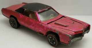 Custom Eldorado - Pink W/white Interior,  1968 Usa,  Vintage Hot Wheels Redline