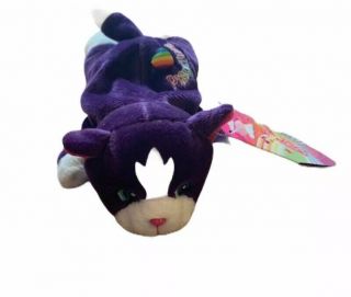 1998 Lisa Frank Fantastic Beans Playtime Kitten Purple Cat Bean 8” Bag Plush Nwt