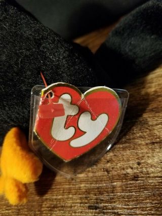 TY BEANIE BABY CAW Crow 1st Gen Tush W/Creased 3rd Gen Hang TAG (NON - SMOKING) 2