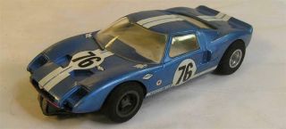 Vintage 1/32 Scale Ford Gt 76 Slot Car - Blue With White Stripes - -