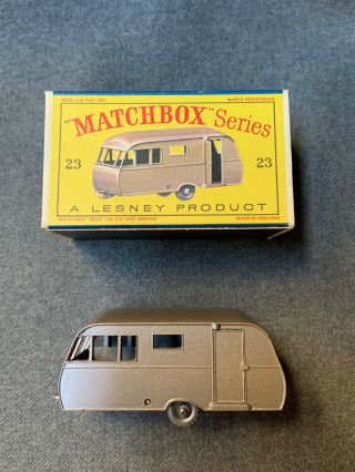 Vintage Matchbox Lesney No.  23c Bluebird Dauphine Caravan Trailer Box 3