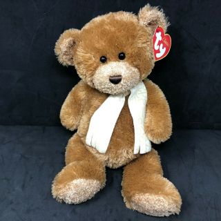 Ty Classic Borders Exclusive Chaucer Teddy Bear Brown Plush With Scarf 14 "