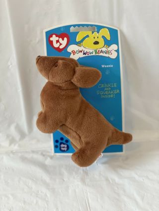 Ty Bow Wow Beanies - Weenie The Dog (7 Inch) - Dog Toy Missing Hang Tag