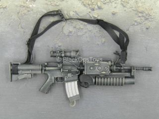 1/6 Scale Toy Weapon - Black M4 Rifle W/grenade Launcher Set
