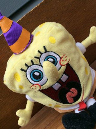 Ty Beanie Nickelodeon 8” Spongebob Squarepants 2014 Plush Stuff Toy Party Hat
