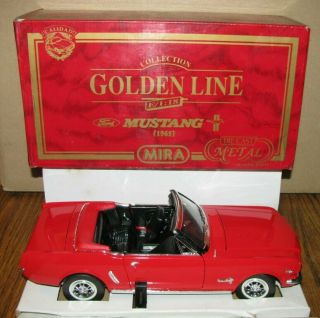 1965 Red Ford Mustang Convertible Car Auto 1:18 Mira Golden Line 6327 Dc Metal