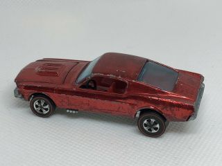 1967 Redline Hot Wheels Custom Mustang Red With Red Interior