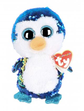 Ty Beanie Boos Flippables 6 " Payton Color Changing Sequins Penguin Plush Mwmts