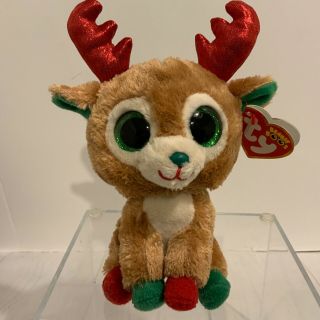 Ty Beanie Boos - Alpine The Reindeer (6 Inch) (red Antlers) Mwmt