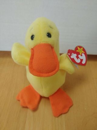 Quackers Ty Beanie Baby - - 5th Generation 1994 - Retired