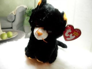 Merlin The Black Cat - Ty Retired Halloween Beanie Baby 6 " - With Tags