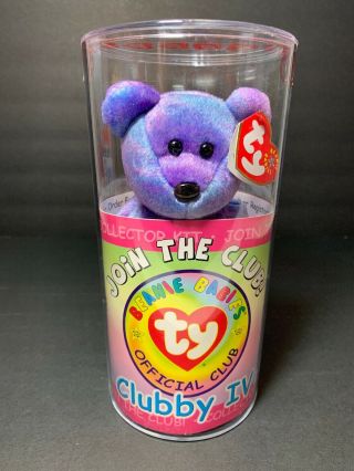 Ty Beanie Baby Bear Clubby Iv In Tube W/ Possible Ty Warner Signature