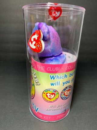 TY BEANIE BABY BEAR CLUBBY IV IN TUBE W/ POSSIBLE TY WARNER SIGNATURE 3