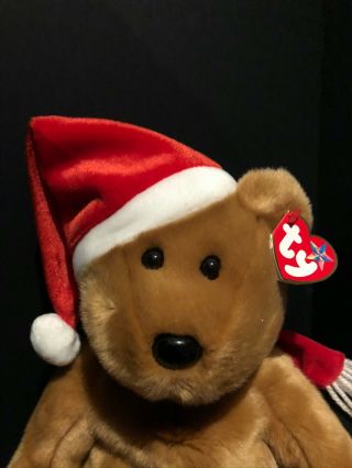 Ty Beanie Buddies 1997 Holiday Teddy Bear 14 " Beanbag Plush Santa Hat Scarf Mwmt