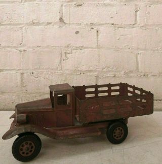 Vntg Girard Toys Pressed Steel Red Farm Truck 10 