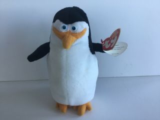 Nwt 6 " Madagascar - Skipper The Penguin - Ty Beanie Baby - Plush - 2008