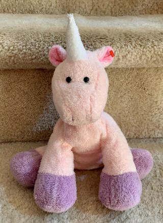 Ty 2007 Pluffies Pink Purple Castles Unicorn Stuffed Animal Plush Toy