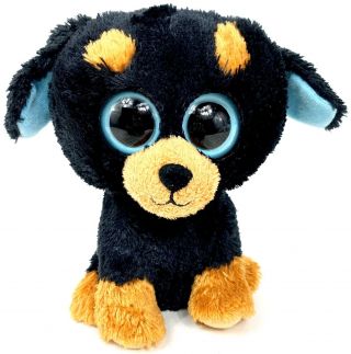 Ty Beanie Boos Small Black Dog Blue Eyes Tuffy Plush 6 "