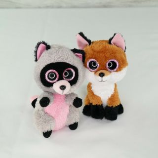 Ty Beanie Boos Rocco The Raccoon & Slick The Fox Small Plush Stuffed Animal